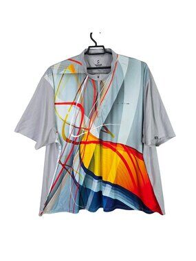 Mens Savalino Multicolor Abstract Geometric Print Shirt Short Sleeve Size 6XL